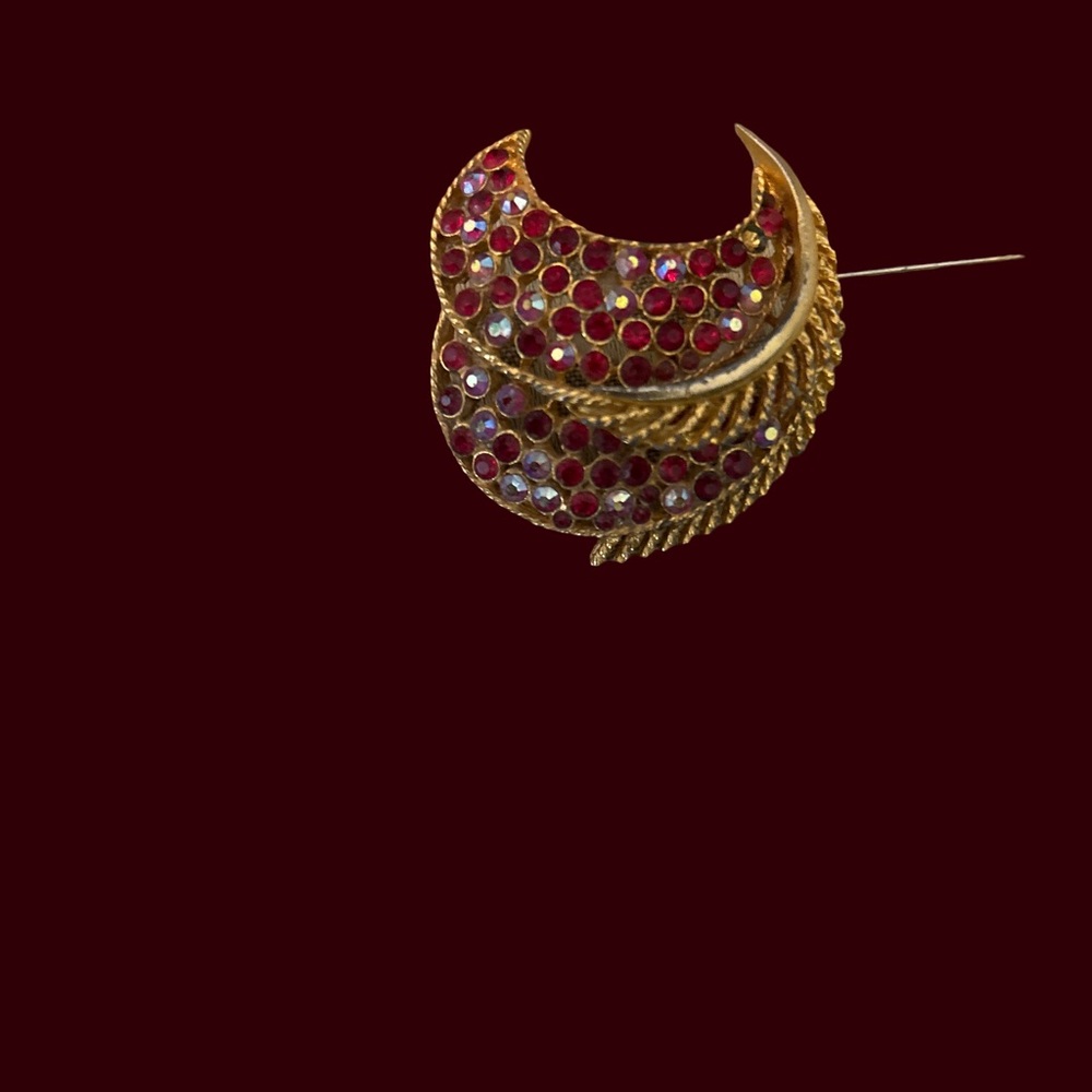 Kirk’s Folly Gold Multicolor Sea View Red Rhinestones Vintage New Brooch - Picture 3 of 5